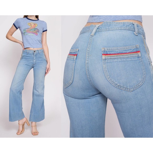 Vintage | Jeans | 7s Striped Trim Bell Bottom Jeans Mens Xs